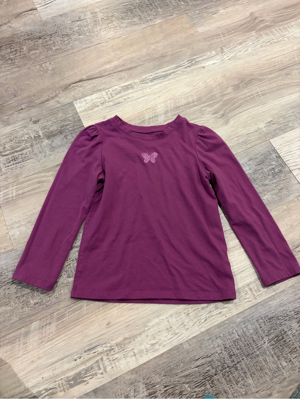 Garanimals Toddler Girl Violet Butterfly Long Puff Sleeve Embroidered T-Shirt - Picture 4 of 8
